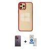 MARSİLYAN™- iPhone 12 Pro Max Kılıf Doruk Doku Prime - Şeffaf Royal Nano Ekran Koruyucu + Neon Fosforlu Kamera Lens - SI