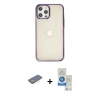 MARSİLYAN™- iPhone 12 Pro Max Kılıf Doruk Doku Prime - Şeffaf Royal Nano Ekran Koruyucu + Renkli Kamera Lens Koruma Cam - SI