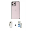 MARSİLYAN™- iPhone 12 Pro Max Kılıf Doruk Doku Prime - Şeffaf Royal Nano Ekran Koruyucu + Shine Kamera Lens - GD