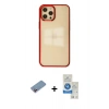 MARSİLYAN™- iPhone 12 Pro Max Kılıf Doruk Doku Prime - Şeffaf Royal Nano Ekran Koruyucu + Shine Kamera Lens Koruma Cam - PE