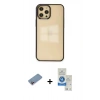 MARSİLYAN™- iPhone 12 Pro Max Kılıf Doruk Doku Prime - Şeffaf Royal Nano Ekran Koruyucu + Shine Kamera Lens Koruma Cam - PE