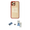 MARSİLYAN™- iPhone 12 Pro Max Kılıf Doruk Doku Prime - Şeffaf Royal Nano Ekran Koruyucu + Shine Kamera Lens Koruma Cam - GD