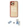 MARSİLYAN™- iPhone 12 Pro Max Kılıf Doruk Doku Prime - Şeffaf Royal Nano Ekran Koruyucu + Shine Kamera Lens Koruma Cam - MI