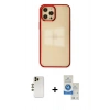 MARSİLYAN™- iPhone 12 Pro Max Kılıf Doruk Doku Prime - Şeffaf Royal Nano Ekran Koruyucu + Shine Kamera Lens - GD