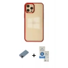 MARSİLYAN™- iPhone 12 Pro Max Kılıf Doruk Doku Prime - Şeffaf Royal Nano Ekran Koruyucu + Shine Kamera Lens Koruma Cam - SH