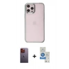 MARSİLYAN™- iPhone 12 Pro Max Kılıf Doruk Doku Prime - Şeffaf Royal Nano Ekran Koruyucu + Neon Fosforlu Kamera Lens - TU