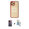 MARSİLYAN™- iPhone 12 Pro Max Kılıf Doruk Doku Prime - Şeffaf Royal Nano Ekran Koruyucu + Neon Fosforlu Kamera Lens - TU