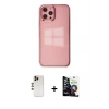MARSİLYAN™- iPhone 12 Pro Max Kılıf Doruk Doku Prime - Şeffaf Temperli Cam Ekran Koruyucu + Gold Shine Kamera Lens