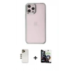 MARSİLYAN™- iPhone 12 Pro Max Kılıf Doruk Doku Prime - Şeffaf Temperli Cam Ekran Koruyucu + Gold Shine Kamera Lens