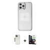 MARSİLYAN™- iPhone 12 Pro Max Kılıf Doruk Doku Prime - Şeffaf Temperli Cam Ekran Koruyucu + Gold Shine Kamera Lens