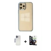 MARSİLYAN™- iPhone 12 Pro Max Kılıf Doruk Doku Prime - Şeffaf Temperli Cam Ekran Koruyucu + Shine Kamera Lens - LT