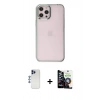 MARSİLYAN™- iPhone 12 Pro Max Kılıf Doruk Doku Prime - Şeffaf Temperli Cam Ekran Koruyucu + Shine Kamera Lens - LT