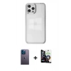 MARSİLYAN™- iPhone 12 Pro Max Kılıf Doruk Doku Prime - Şeffaf Temperli Cam Ekran Koruyucu + Neon Fosforlu Kamera Lens - MI