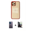 MARSİLYAN™- iPhone 12 Pro Max Kılıf Doruk Doku Prime - Şeffaf Temperli Cam Ekran Koruyucu + Neon Fosforlu Kamera Lens - MI