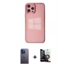 MARSİLYAN™- iPhone 12 Pro Max Kılıf Doruk Doku Prime - Şeffaf Temperli Cam Ekran Koruyucu + Neon Fosforlu Kamera Lens - MI