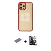 MARSİLYAN™- iPhone 12 Pro Max Kılıf Doruk Doku Prime - Şeffaf Temperli Cam Ekran Koruyucu + Renkli Kamera Lens Koruma Cam - MI