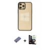 MARSİLYAN™- iPhone 12 Pro Max Kılıf Doruk Doku Prime - Şeffaf Temperli Cam Ekran Koruyucu + Metal Kamera Lens Koruma Cam - GD
