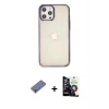 MARSİLYAN™- iPhone 12 Pro Max Kılıf Doruk Doku Prime - Şeffaf Temperli Cam Ekran Koruyucu + Metal Kamera Lens Koruma Cam - GD