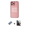 MARSİLYAN™- iPhone 12 Pro Max Kılıf Doruk Doku Prime - Şeffaf Temperli Cam Ekran Koruyucu + Metal Kamera Lens Koruma Cam - KI