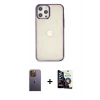 MARSİLYAN™- iPhone 12 Pro Max Kılıf Doruk Doku Prime - Şeffaf Temperli Cam Ekran Koruyucu + Neon Fosforlu Kamera Lens - SI