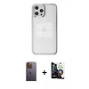MARSİLYAN™- iPhone 12 Pro Max Kılıf Doruk Doku Prime - Şeffaf Temperli Cam Ekran Koruyucu + Neon Fosforlu Kamera Lens - SI