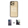 MARSİLYAN™- iPhone 12 Pro Max Kılıf Doruk Doku Prime - Şeffaf Temperli Cam Ekran Koruyucu + Neon Fosforlu Kamera Lens - MI