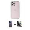 MARSİLYAN™- iPhone 12 Pro Max Kılıf Doruk Doku Prime - Şeffaf Temperli Cam Ekran Koruyucu + Neon Fosforlu Kamera Lens - MI