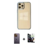 MARSİLYAN™- iPhone 12 Pro Max Kılıf Doruk Doku Prime - Şeffaf Temperli Cam Ekran Koruyucu + Neon Fosforlu Kamera Lens - SI