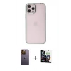 MARSİLYAN™- iPhone 12 Pro Max Kılıf Doruk Doku Prime - Şeffaf Temperli Cam Ekran Koruyucu + Neon Fosforlu Kamera Lens - SI