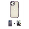 MARSİLYAN™- iPhone 12 Pro Max Kılıf Doruk Doku Prime - Şeffaf Temperli Cam Ekran Koruyucu + Neon Fosforlu Kamera Lens - MI