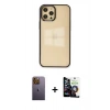 MARSİLYAN™- iPhone 12 Pro Max Kılıf Doruk Doku Prime - Şeffaf Temperli Cam Ekran Koruyucu + Neon Fosforlu Kamera Lens - SI