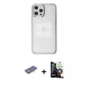 MARSİLYAN™- iPhone 12 Pro Max Kılıf Doruk Doku Prime - Şeffaf Temperli Cam Ekran Koruyucu + Renkli Kamera Lens Koruma Cam - TU