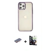 MARSİLYAN™- iPhone 12 Pro Max Kılıf Doruk Doku Prime - Şeffaf Temperli Cam Ekran Koruyucu + Renkli Kamera Lens Koruma Cam - TU