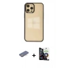 MARSİLYAN™- iPhone 12 Pro Max Kılıf Doruk Doku Prime - Şeffaf Temperli Cam Ekran Koruyucu + Renkli Kamera Lens Koruma Cam - MI