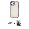 MARSİLYAN™- iPhone 12 Pro Max Kılıf Doruk Doku Prime - Şeffaf Temperli Cam Ekran Koruyucu + Renkli Kamera Lens Koruma Cam - MI