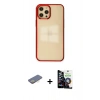 MARSİLYAN™- iPhone 12 Pro Max Kılıf Doruk Doku Prime - Şeffaf Temperli Cam Ekran Koruyucu + Sarı Renkli Kamera Lens Koruma Cam