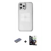 MARSİLYAN™- iPhone 12 Pro Max Kılıf Doruk Doku Prime - Şeffaf Temperli Cam Ekran Koruyucu + Sarı Renkli Kamera Lens Koruma Cam