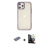 MARSİLYAN™- iPhone 12 Pro Max Kılıf Doruk Doku Prime - Şeffaf Temperli Cam Ekran Koruyucu + Sarı Renkli Kamera Lens Koruma Cam