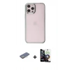 MARSİLYAN™- iPhone 12 Pro Max Kılıf Doruk Doku Prime - Şeffaf Temperli Cam Ekran Koruyucu + Sarı Renkli Kamera Lens Koruma Cam