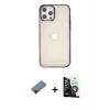 MARSİLYAN™- iPhone 12 Pro Max Kılıf Doruk Doku Prime - Şeffaf Temperli Cam Ekran Koruyucu + Shine Kamera Lens Koruma Cam - SH