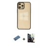 MARSİLYAN™- iPhone 12 Pro Max Kılıf Doruk Doku Prime - Şeffaf Temperli Cam Ekran Koruyucu + Shine Kamera Lens Koruma Cam - GD