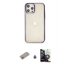 MARSİLYAN™- iPhone 12 Pro Max Kılıf Doruk Doku Prime - Şeffaf Temperli Cam Ekran Koruyucu + Shine Kamera Lens Koruma Cam - SABE