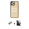 MARSİLYAN™- iPhone 12 Pro Max Kılıf Doruk Doku Prime - Şeffaf Temperli Cam Ekran Koruyucu + Shine Kamera Lens Koruma Cam - SABE