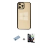 MARSİLYAN™- iPhone 12 Pro Max Kılıf Doruk Doku Prime - Şeffaf Temperli Cam Ekran Koruyucu + Shine Kamera Lens Koruma Cam - MI