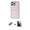 MARSİLYAN™- iPhone 12 Pro Max Kılıf Doruk Doku Prime - Şeffaf Temperli Cam Ekran Koruyucu + Shine Kamera Lens Koruma Cam - SH