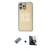 MARSİLYAN™- iPhone 12 Pro Max Kılıf Doruk Doku Prime - Şeffaf Temperli Cam Ekran Koruyucu + Siyah Metal Kamera Lens Koruma Cam