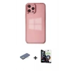 MARSİLYAN™- iPhone 12 Pro Max Kılıf Doruk Doku Prime - Şeffaf Temperli Cam Ekran Koruyucu + Renkli Kamera Lens Koruma Cam - YL