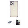 MARSİLYAN™- iPhone 12 Pro Max Kılıf Doruk Doku Prime - Şeffaf Temperli Cam Ekran Koruyucu + Renkli Kamera Lens Koruma Cam - YL