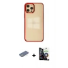 MARSİLYAN™- iPhone 12 Pro Max Kılıf Doruk Doku Prime - Şeffaf Temperli Cam Ekran Koruyucu + Renkli Kamera Lens Koruma Cam - YL