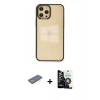 MARSİLYAN™- iPhone 12 Pro Max Kılıf Doruk Doku Prime - Şeffaf Temperli Cam Ekran Koruyucu + Renkli Kamera Lens Koruma Cam - YL